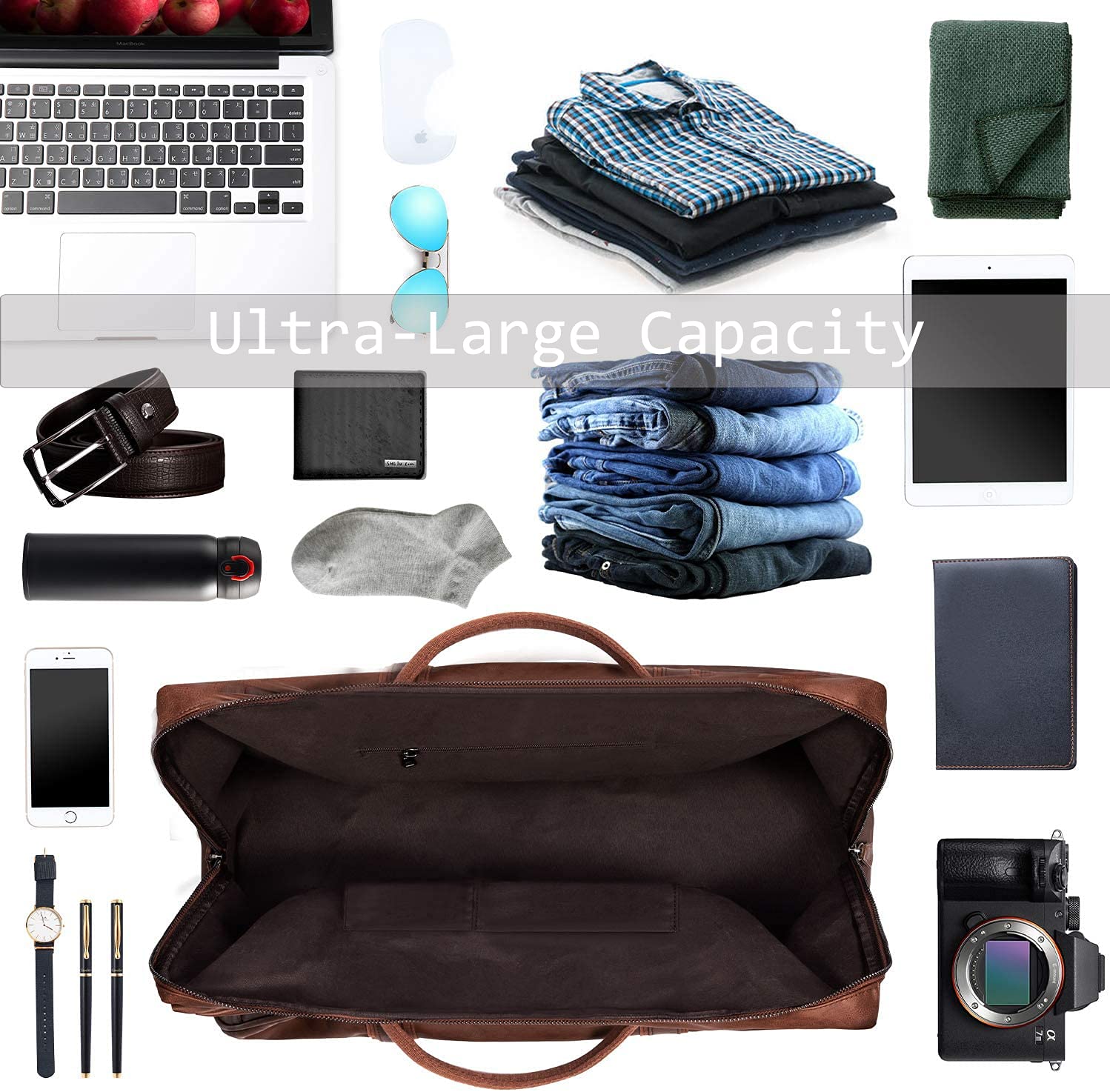 Seyfocnia Oversized Waterproof Leather Duffle Bag
