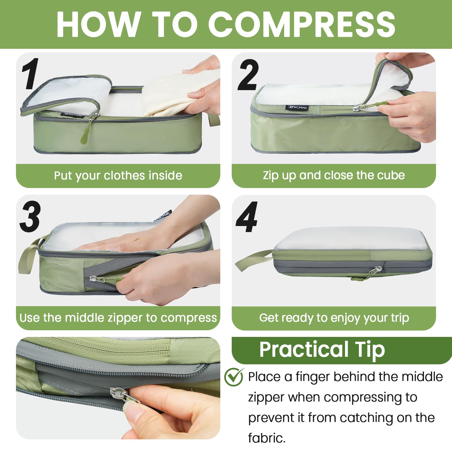 BAGAIL Travel Compression Cubes Set for Packing Ease -  by Handbags Specialist Headquarter | Available at Handbags Specialist Headquarter