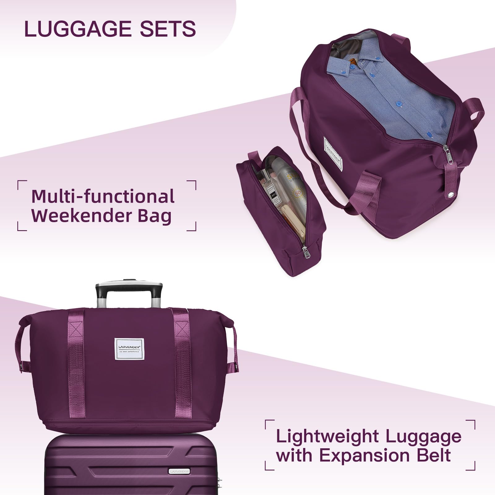 LAVENDER 6pc Hardside Spinner Luggage – ##variant## Luggage Travel Bags
