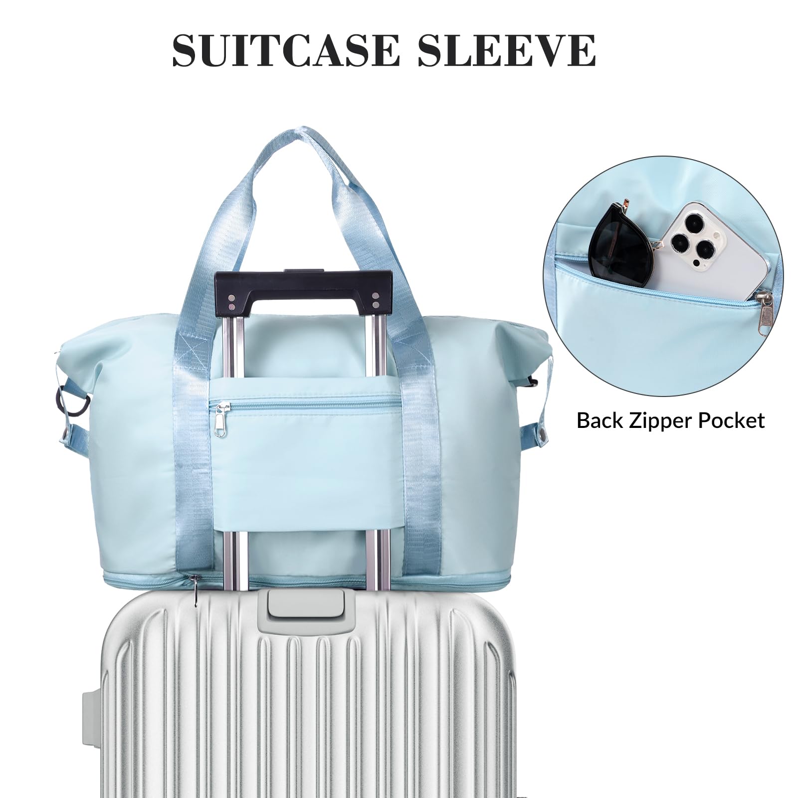 Pink Expandable Travel Duffel with Wet Pocket -  by Handbags Specialist Headquarter | Available at Handbags Specialist Headquarter