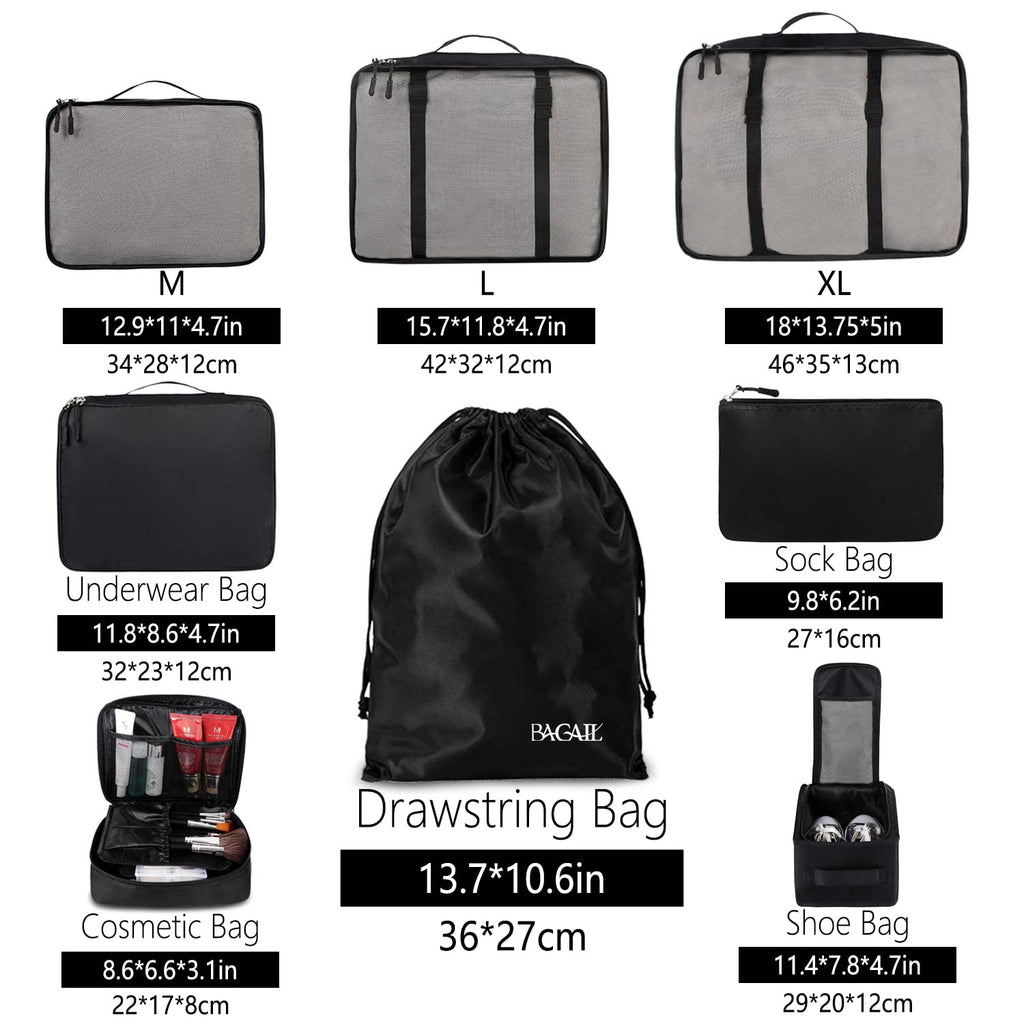 TravelMate 8-Piece Packing Cubes - Luggage Travel Bags by Handbags Specialist Headquarter | Available at Handbags Specialist Headquarter