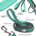 RhinoGrip Aqua: Double Handle Reflective Dog Leash -  by Handbags Specialist Headquarter | Available at Handbags Specialist Headquarter