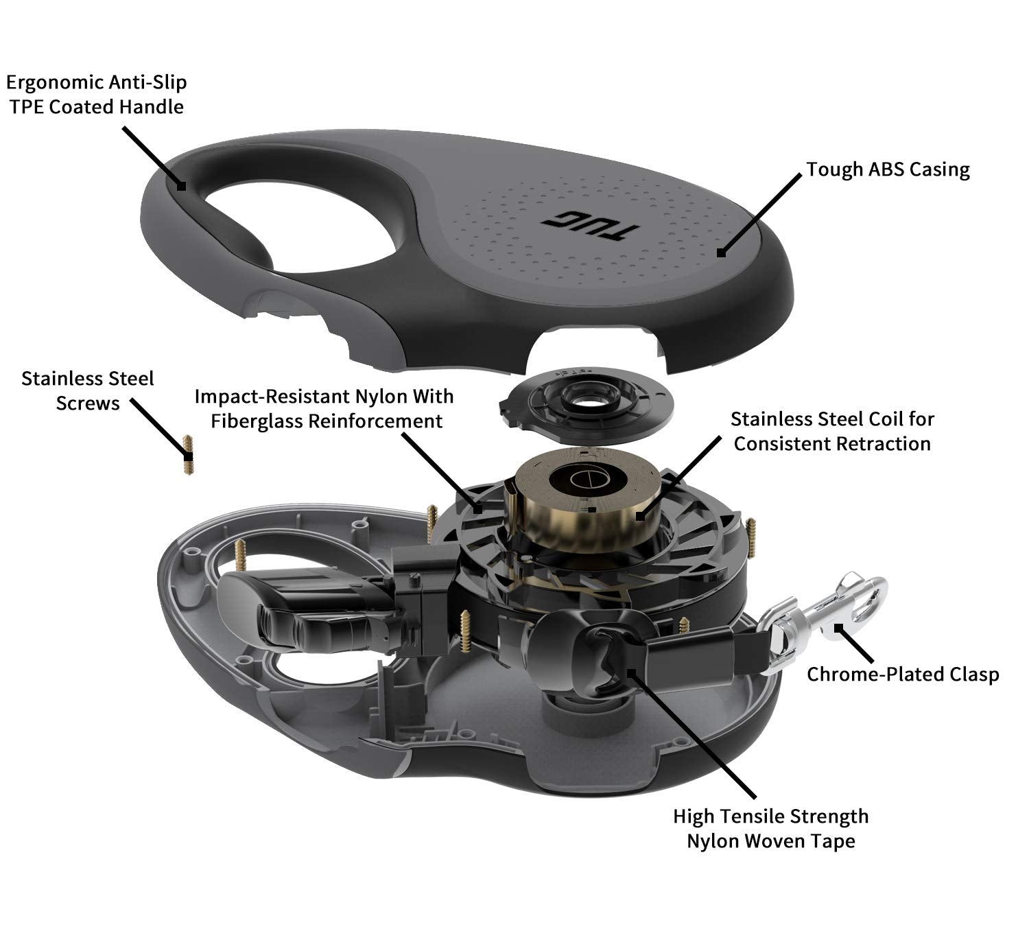 SpinFree 360° Dog Leash - Large, White, 16ft Nylon -  by Handbags Specialist Headquarter | Available at Handbags Specialist Headquarter