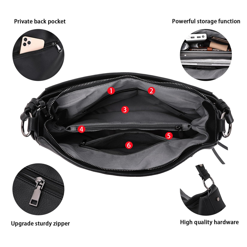 Lapsting Boho Faux Leather Hobo Shoulder Bag