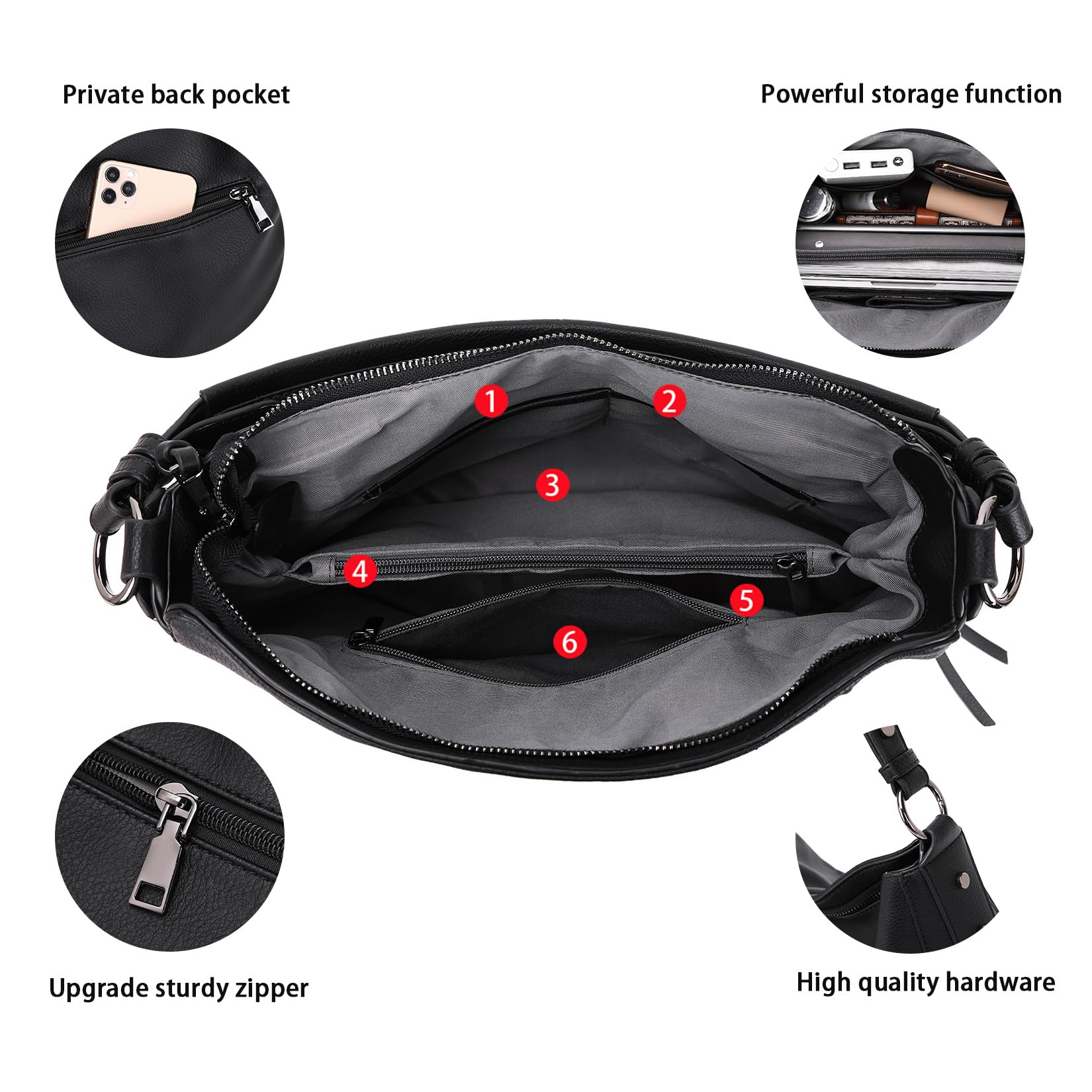 Lapsting Boho Faux Leather Hobo Shoulder Bag