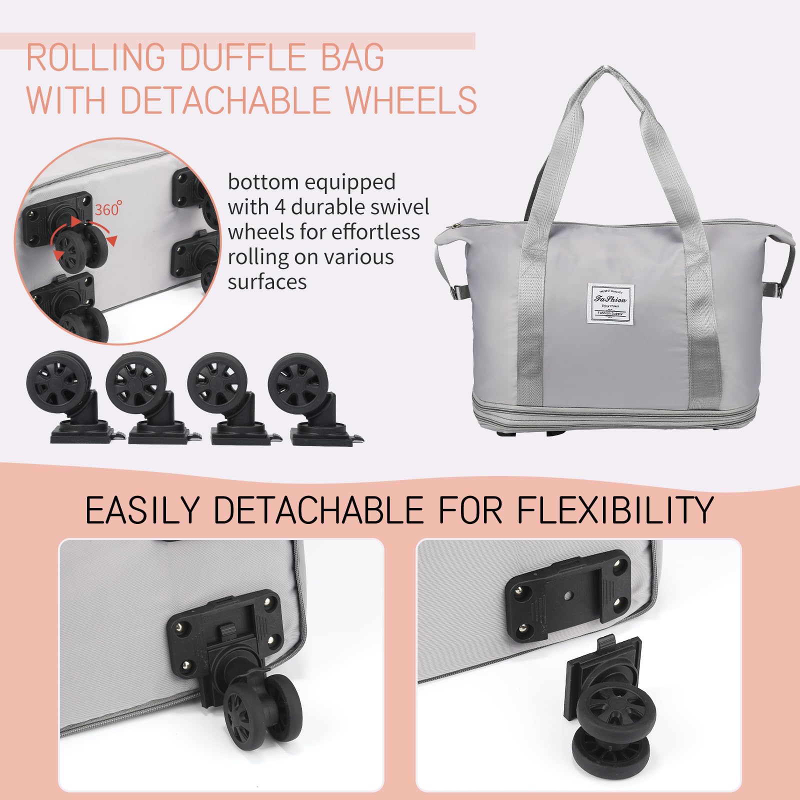 VoyagePro Expandable Wheeled Duffle Bag -  by Handbags Specialist Headquarter | Available at Handbags Specialist Headquarter