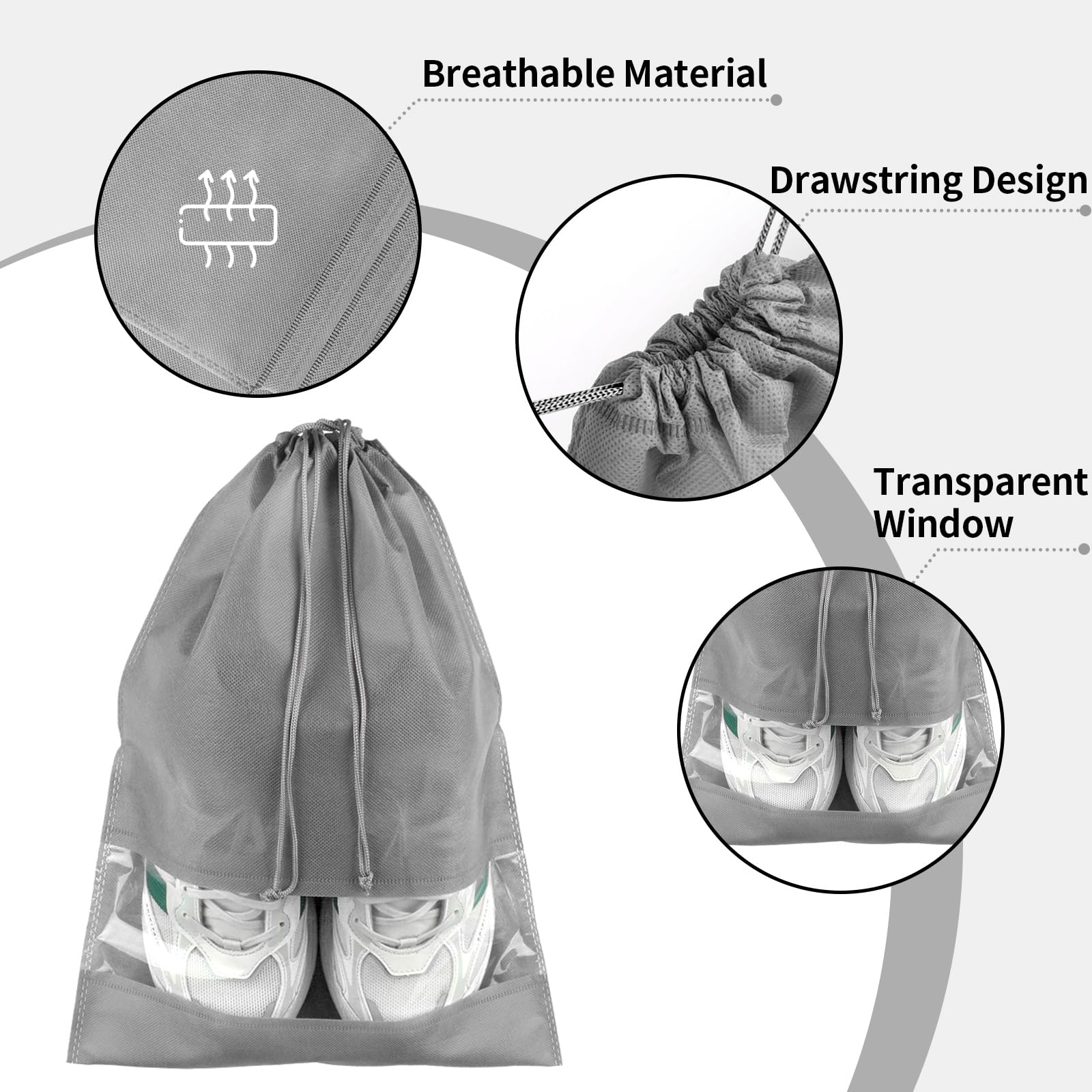 Clear View Travel Shoe Bags - 12 Pack -  by Handbags Specialist Headquarter | Available at Handbags Specialist Headquarter