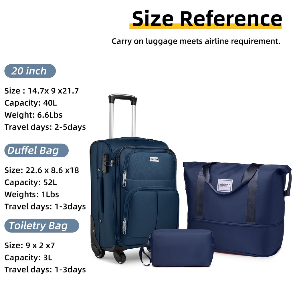 LARVENDER Expandable 5-Piece Spinner Luggage Set -  by Handbags Specialist Headquarter | Available at Handbags Specialist Headquarter