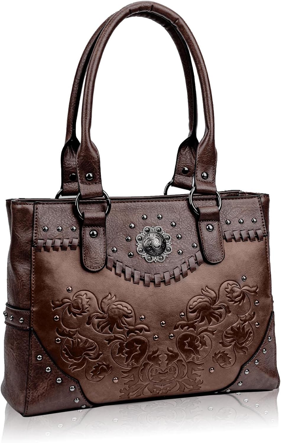 Vintage Western Tote: Embossed Concho Shoulder Bag - Totes by Handbags Specialist Headquarter | Available at Handbags Specialist Headquarter