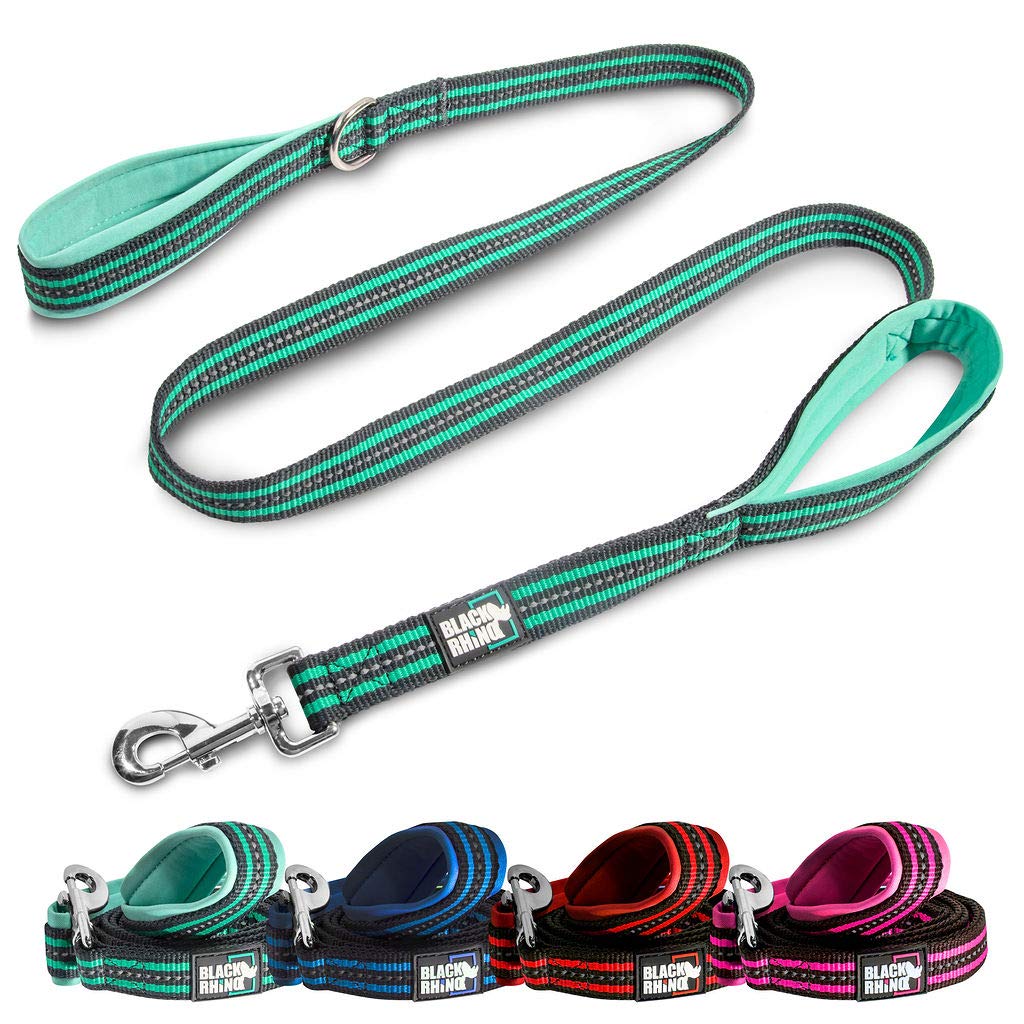 RhinoGrip Aqua: Double Handle Reflective Dog Leash -  by Handbags Specialist Headquarter | Available at Handbags Specialist Headquarter