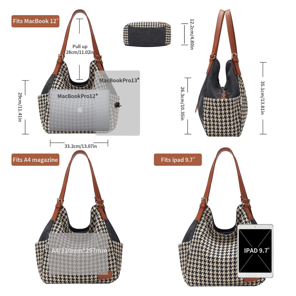 Worldlyda Women Canvas Embroidered Hobo Tote Bag