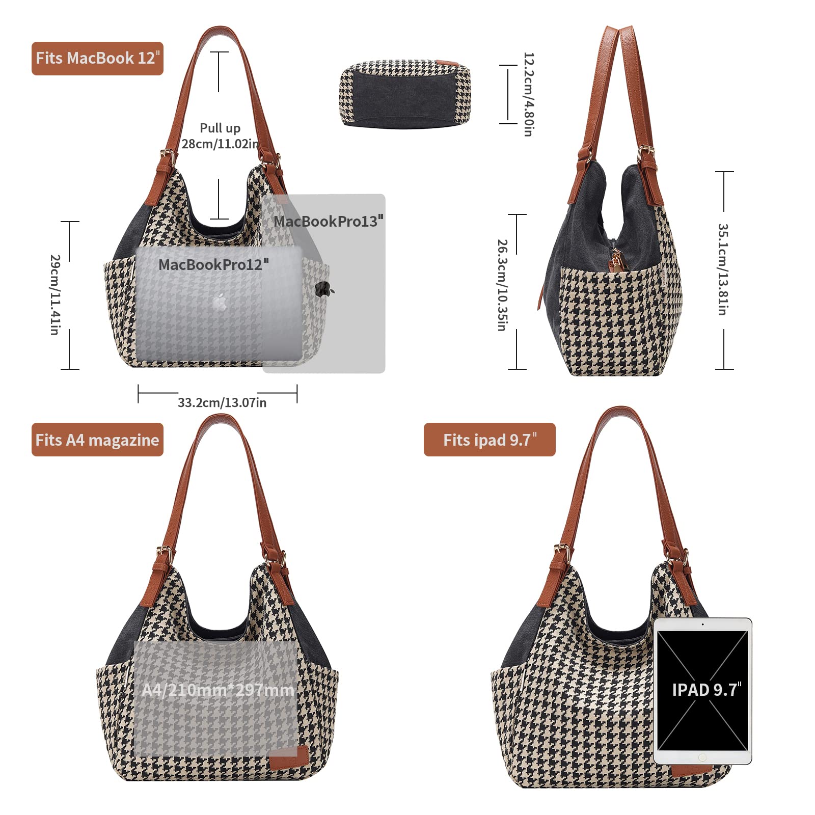 Worldlyda Women Canvas Embroidered Hobo Tote Bag