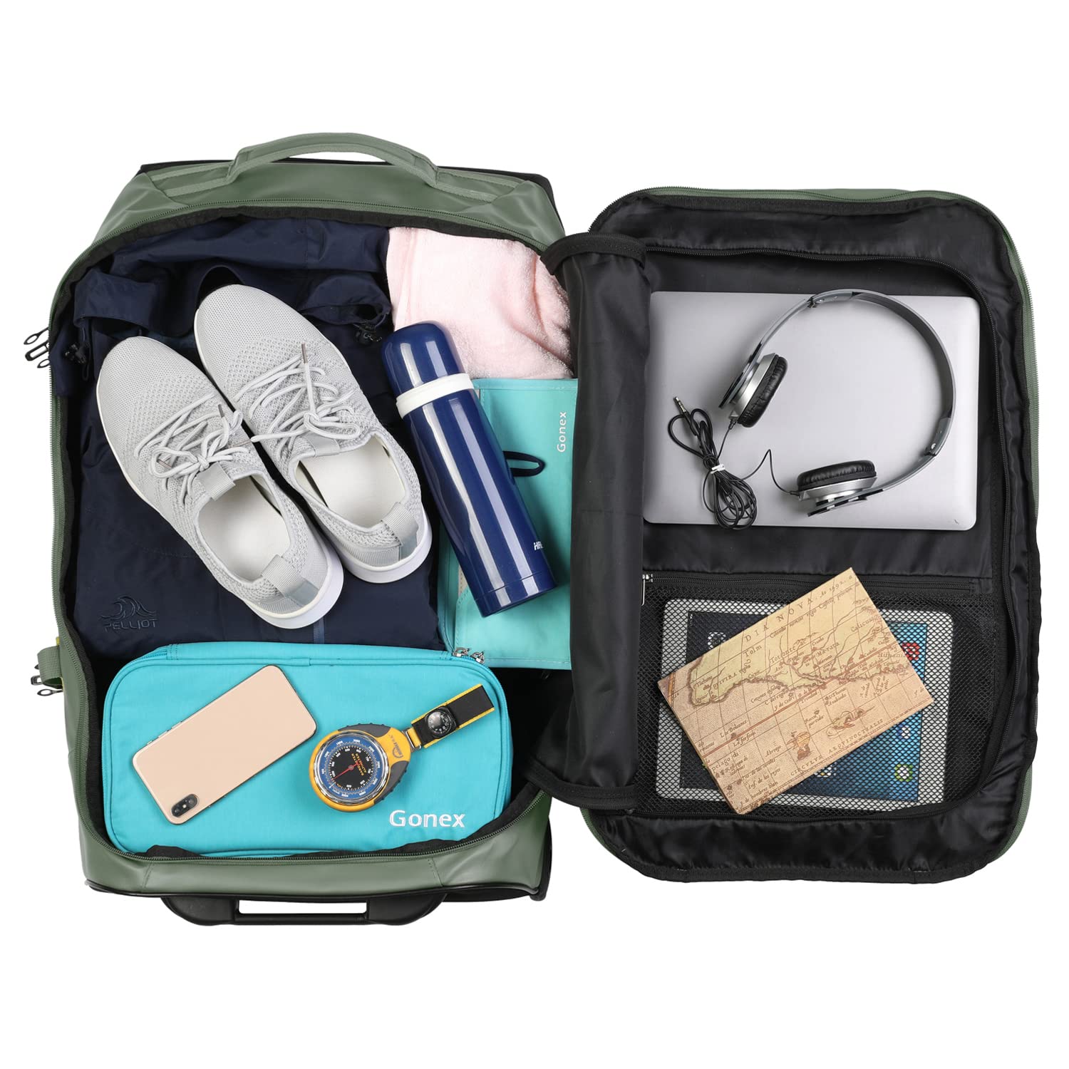 Gonex 70L Wheeled Duffle - Olive Green Travel Bag -  by Handbags Specialist Headquarter | Available at Handbags Specialist Headquarter