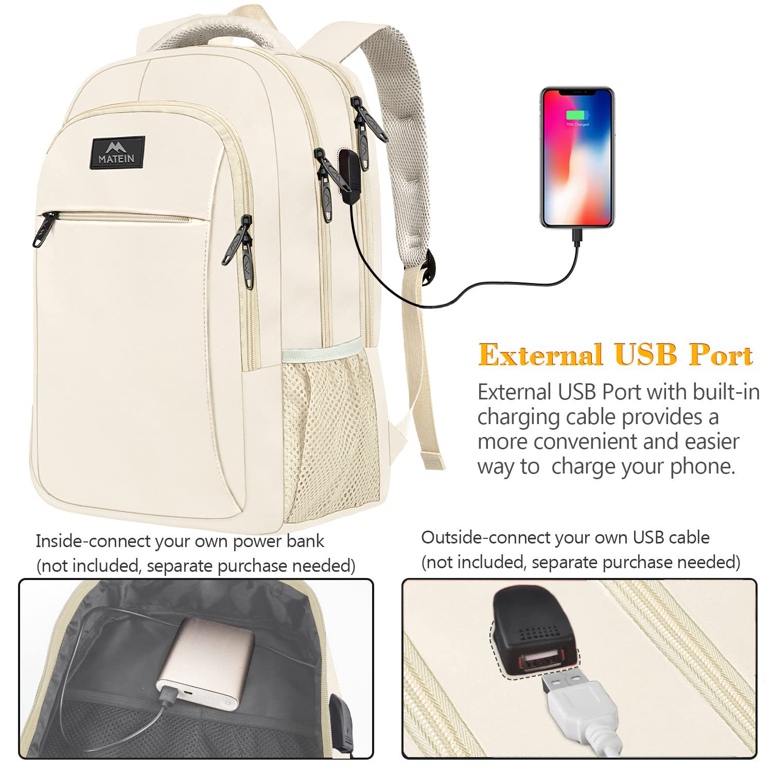 MATEIN SleekGuard Laptop Backpack with USB Port - Backpack Bags by Handbags Specialist Headquarter | Available at Handbags Specialist Headquarter