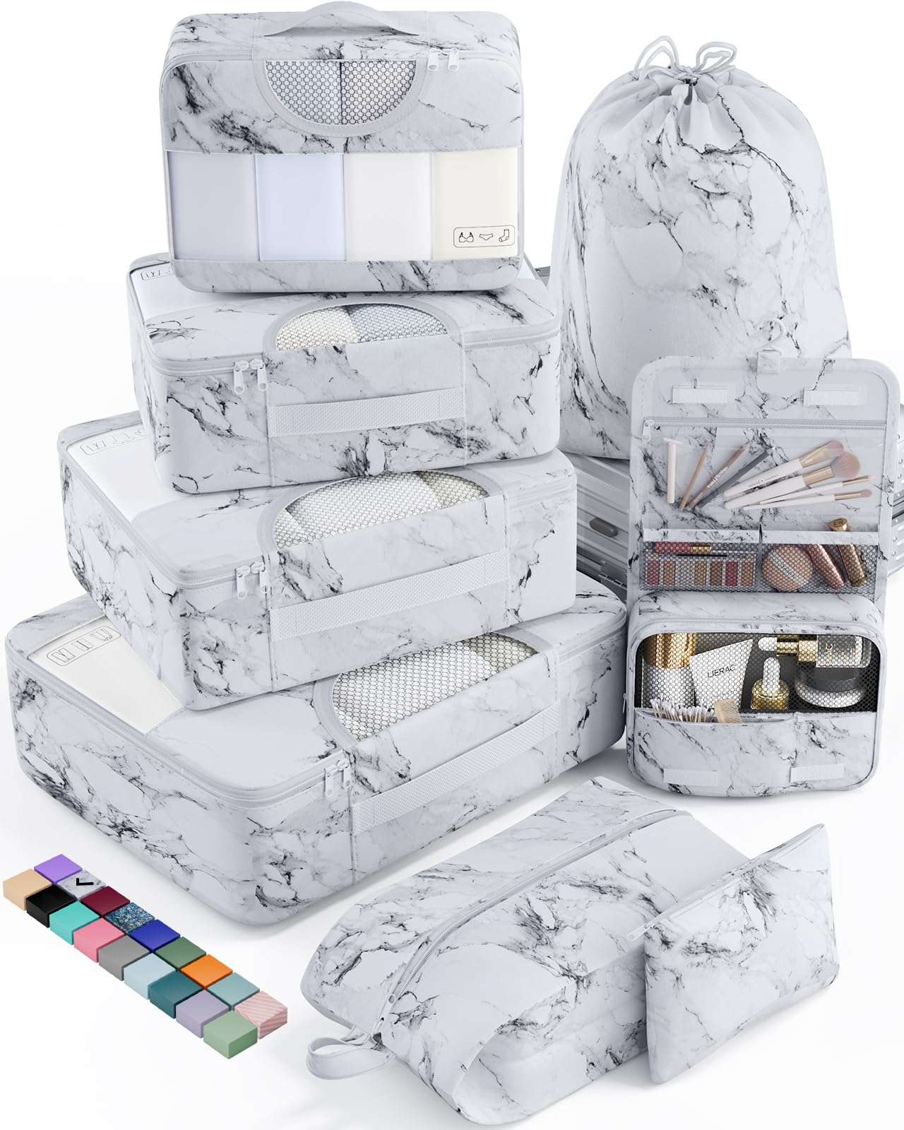 Veken Travel Cubes - 8 Piece Set - Luggage Travel Bags by Handbags Specialist Headquarter | Available at Handbags Specialist Headquarter