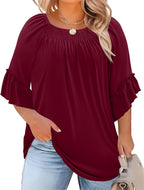 Plus Size Ruffle Sleeve Tunic Top