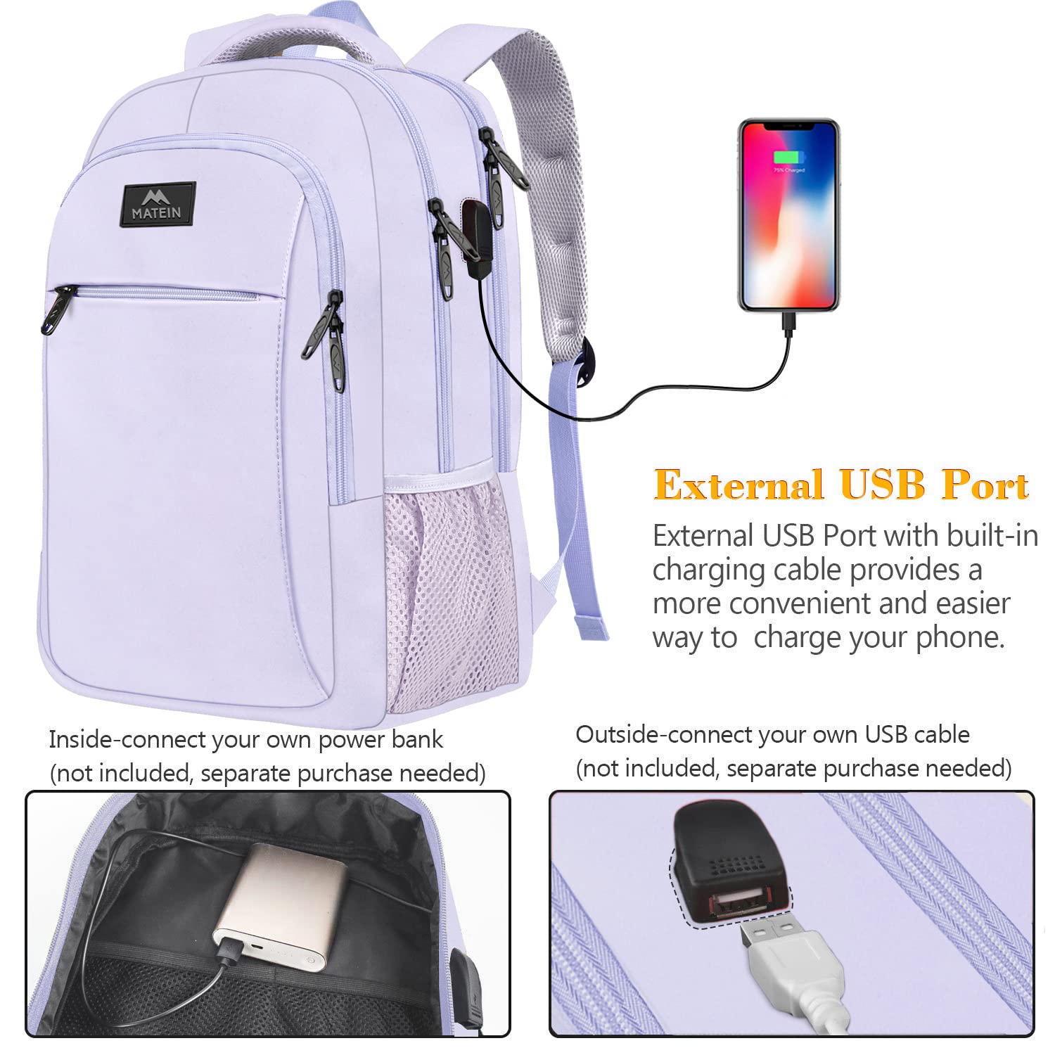 MATEIN SleekGuard Laptop Backpack with USB Port - Backpack Bags by Handbags Specialist Headquarter | Available at Handbags Specialist Headquarter