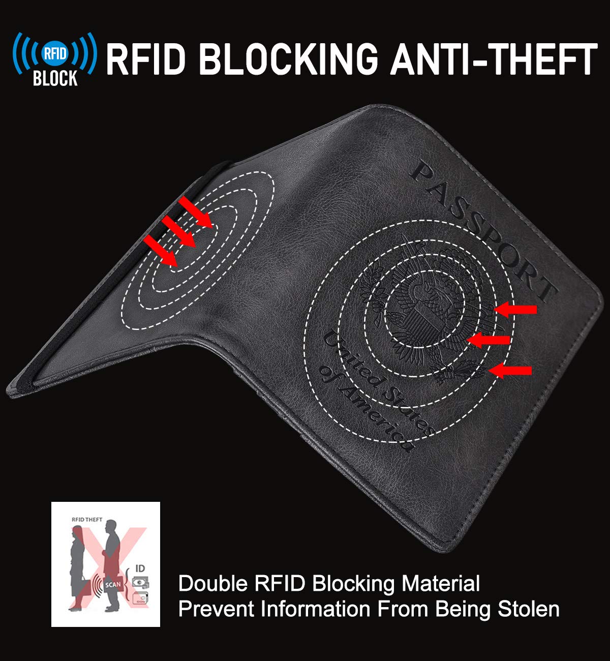 HerriaT RFID Leather Passport Wallet - Gray -  by Handbags Specialist Headquarter | Available at Handbags Specialist Headquarter