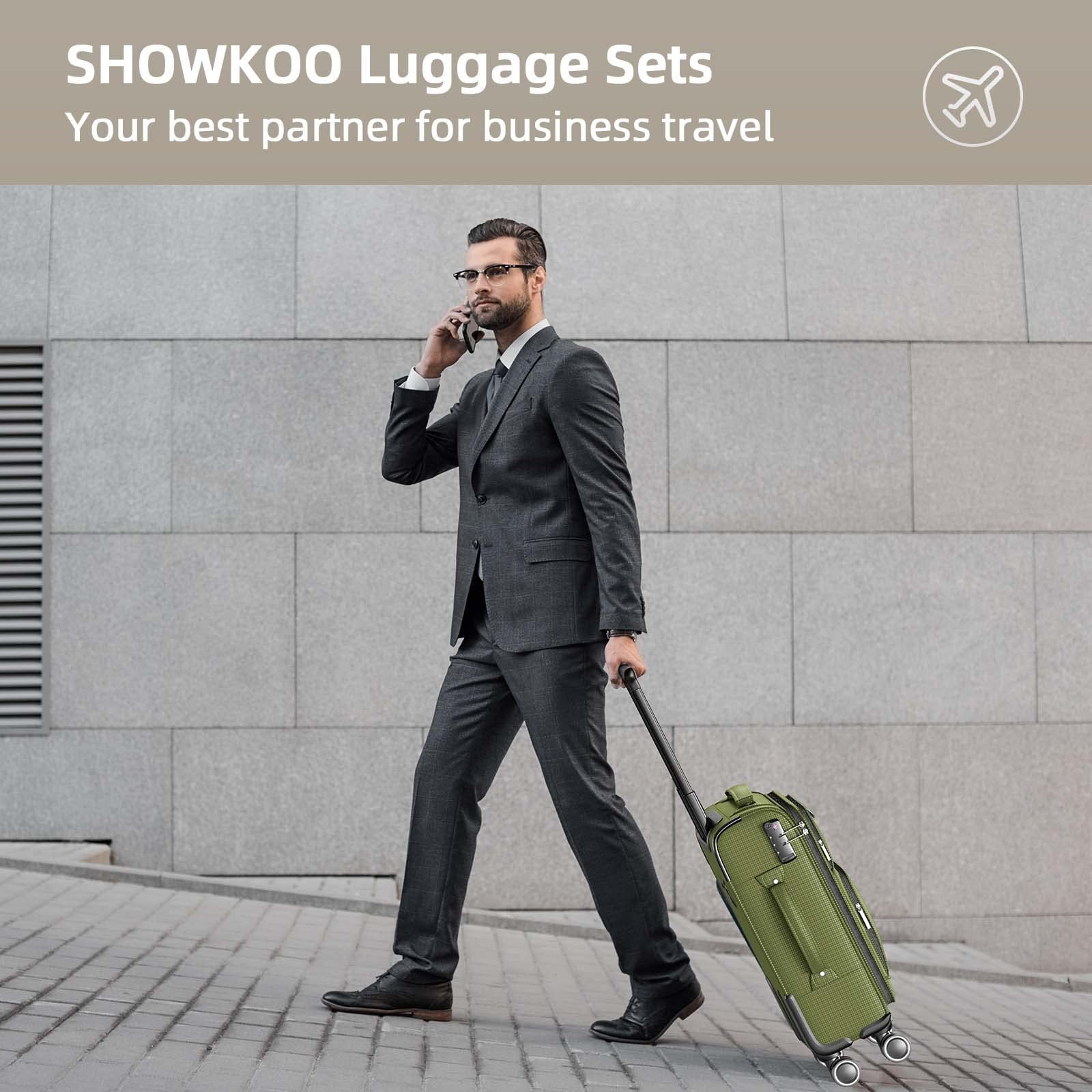 SHOWKOO Armygreen 3-Piece Expandable Luggage Set - Luggage Travel Bags by Handbags Specialist Headquarter | Available at Handbags Specialist Headquarter