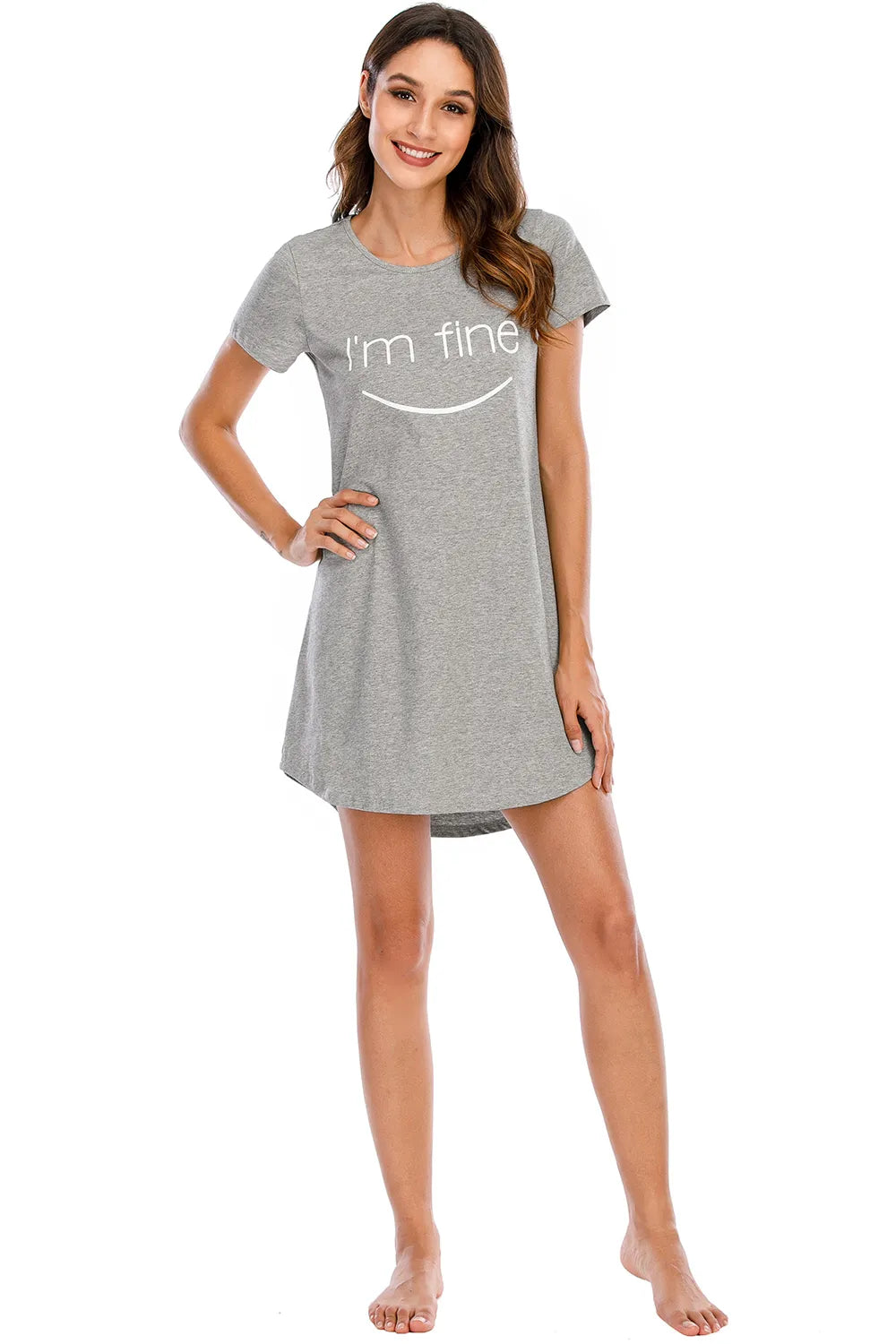 Graphic Round Neck Short Sleeve Lounge Dress - Sleepwear by Trendsi | Available at Handbags Specialist Headquarter