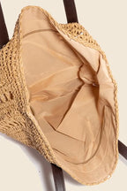 Fame Straw Braided Rounded Tote Bag - Tote Bag by Trendsi | Available at Handbags Specialist Headquarter