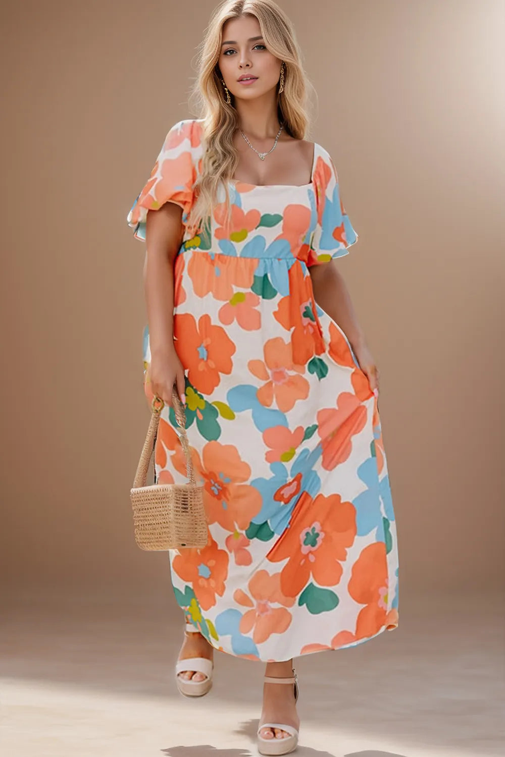 Plus Size Printed Short Sleeve Dress - Dresses by Trendsi | Available at Handbags Specialist Headquarter