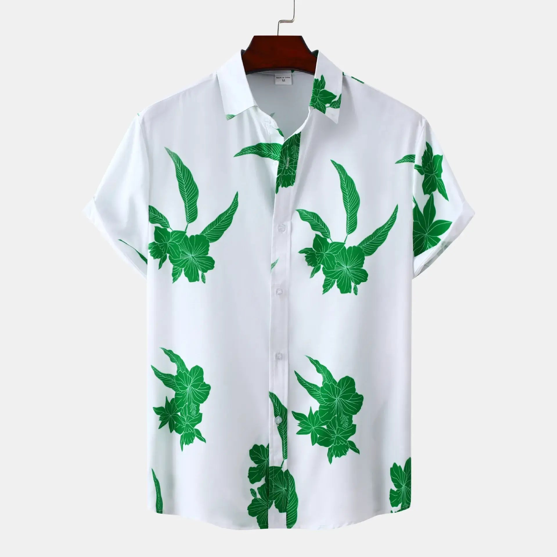 Men's Plus Size Leaf Print Short Sleeve Casual Shirt - Men's Shirts by Trendsi | Available at Handbags Specialist Headquarter