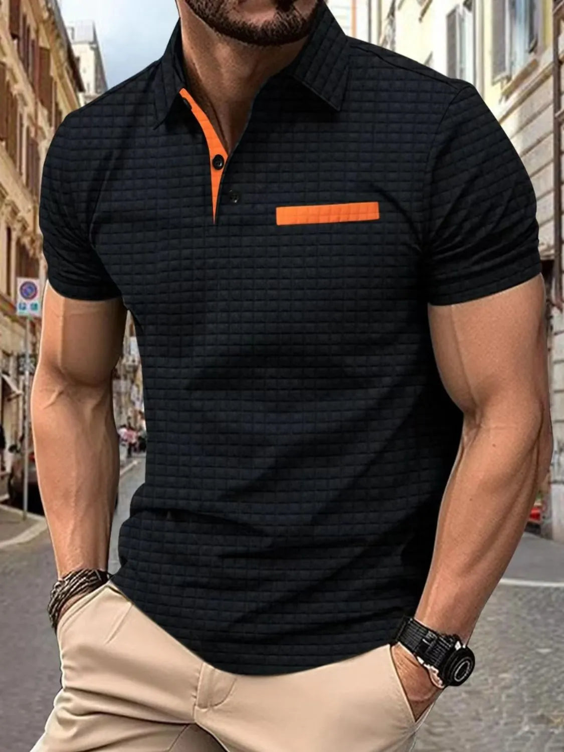 Men's Full Size Collared Neck Short Sleeve Polo Plus Size - Men's Shirts by Trendsi | Available at Handbags Specialist Headquarter