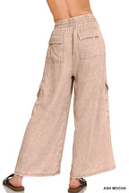Zenana Washed Linen Elastic Band Waist Cargo Pants - Women Pants by Trendsi | Available at Handbags Specialist Headquarter