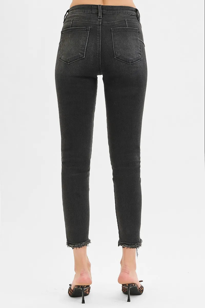 RISEN Full Size Tummy Control Mid Rise Crop Skinny Jeans Plus Size - Women / Jeans & Denim by Trendsi | Available at Handbags Specialist Headquarter