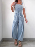 Wide Leg Denim Overalls - Women / Jeans & Denim by Trendsi | Available at Handbags Specialist Headquarter