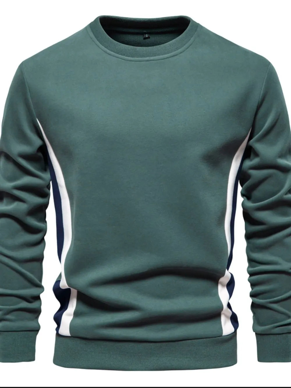 Men's Side Striped Contrast Round Neck Sweatshirt - Men's Sweatshirts by Trendsi | Available at Handbags Specialist Headquarter