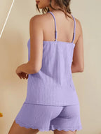 Ribbed Scoop Neck Top and Shorts Lounge Set - Sleepwear by Trendsi | Available at Handbags Specialist Headquarter