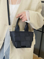 PU Leather Braided Bucket Bag - Tote Bag by Trendsi | Available at Handbags Specialist Headquarter