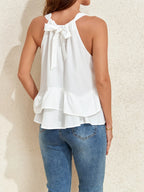 Ruffled Printed Halter Neck Cami Top - Tops by Trendsi | Available at Handbags Specialist Headquarter