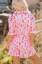 Cowgirl Boots Printed Shirt and Shorts Set - Sleepwear by Trendsi | Available at Handbags Specialist Headquarter
