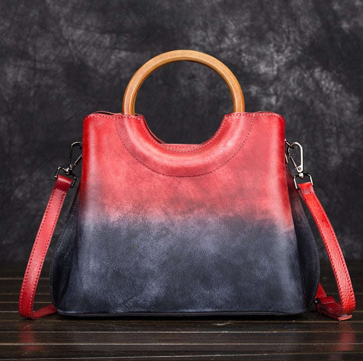 Artisan Retro Suede: Hand-Painted Leather Handbag