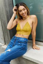 Leto Ribbed Lace Boho Racerback Bralette in Straw - Tops by Trendsi | Available at Handbags Specialist Headquarter