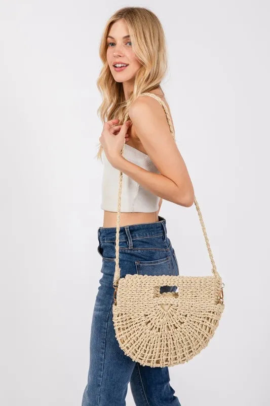 Fame Braided Semi Circle Tote Bag - Tote Bag by Trendsi | Available at Handbags Specialist Headquarter
