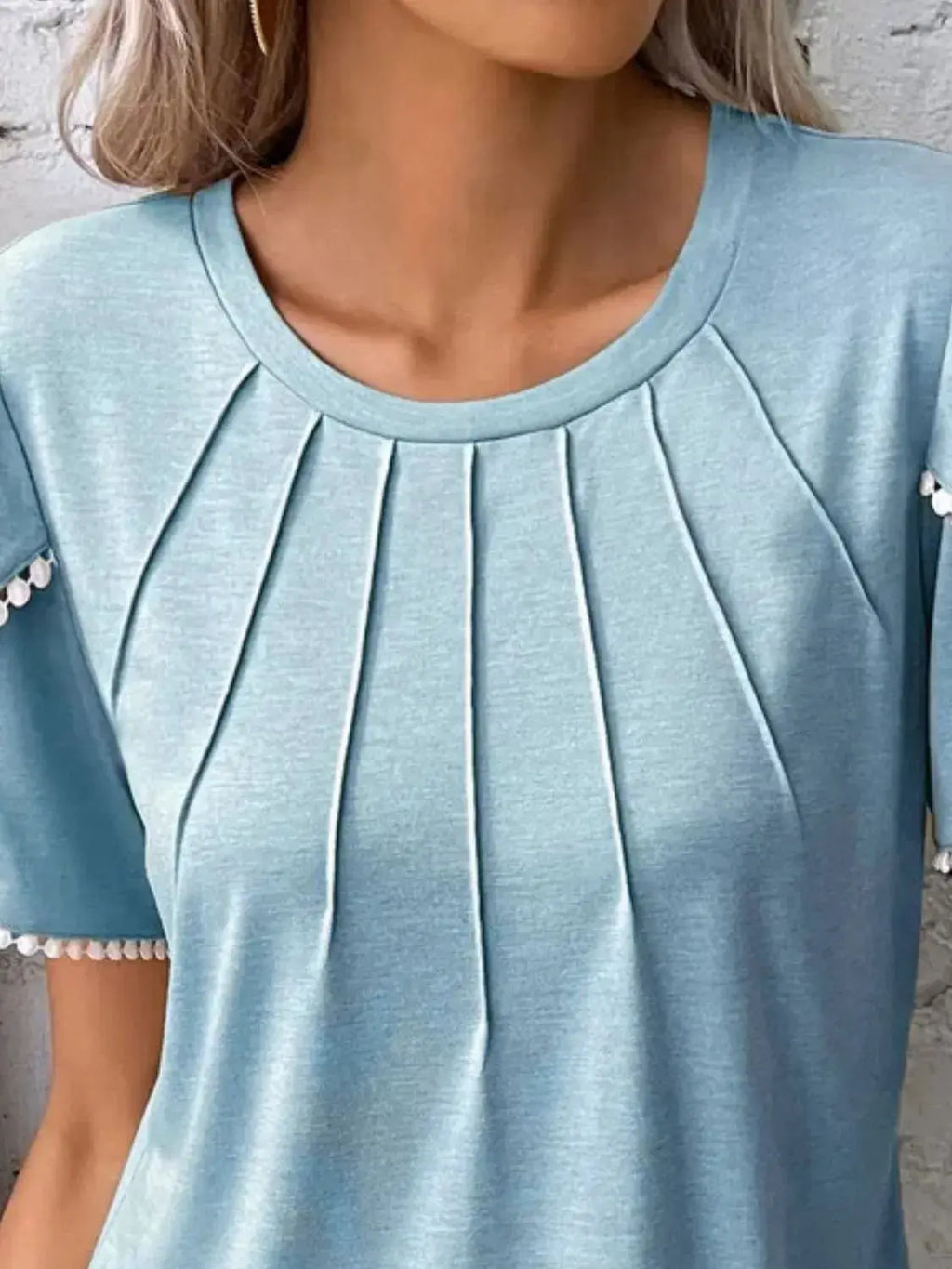 Full Size Round Neck Petal Sleeve Blouse Plus Size - Women Tops by Trendsi | Available at Handbags Specialist Headquarter