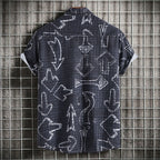 Men's Plus Size Arrow Print Short Sleeve Button Down Shirt - Men's Shirts by Trendsi | Available at Handbags Specialist Headquarter