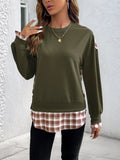 Plaid Long Sleeve Sweatshirt - Tops by Trendsi | Available at Handbags Specialist Headquarter