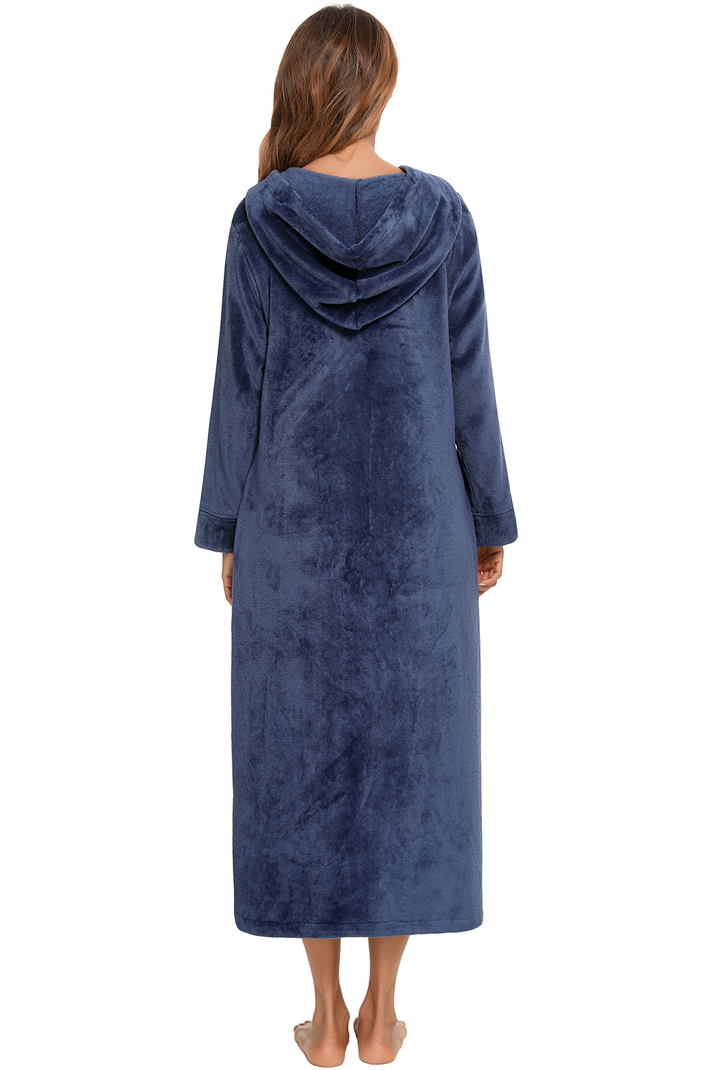 Zip Front Hooded Night Dress with Pockets - Sleepwear by Trendsi | Available at Handbags Specialist Headquarter