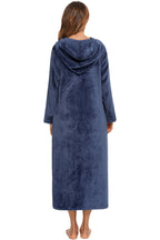 Zip Front Hooded Night Dress with Pockets - Sleepwear by Trendsi | Available at Handbags Specialist Headquarter
