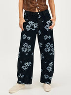 Printed Wide Leg Jeans - Women / Jeans & Denim by Trendsi | Available at Handbags Specialist Headquarter