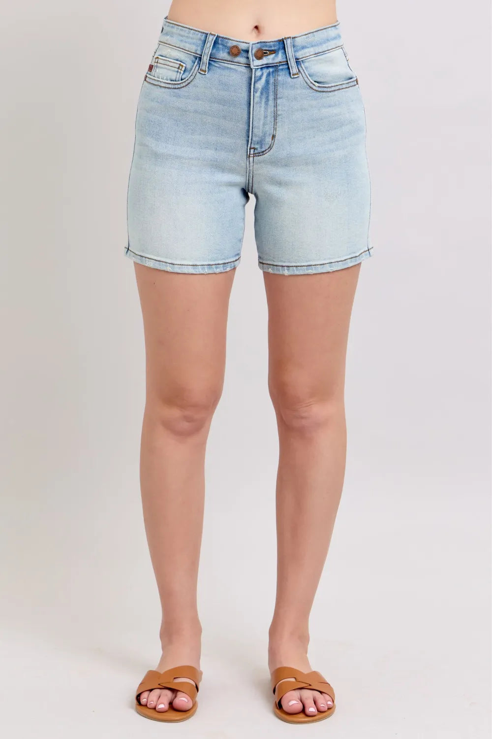 Judy Blue Full Size 2 Button Denim Shorts with Pockets Plus Size - Women / Jeans & Denim by Trendsi | Available at Handbags Specialist Headquarter