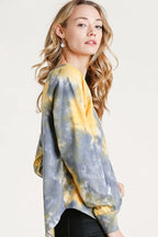 Umgee Full Size Tie Dye Button Front Long Raglan Sleeve Top Plus Size - Dresses by Trendsi | Available at Handbags Specialist Headquarter