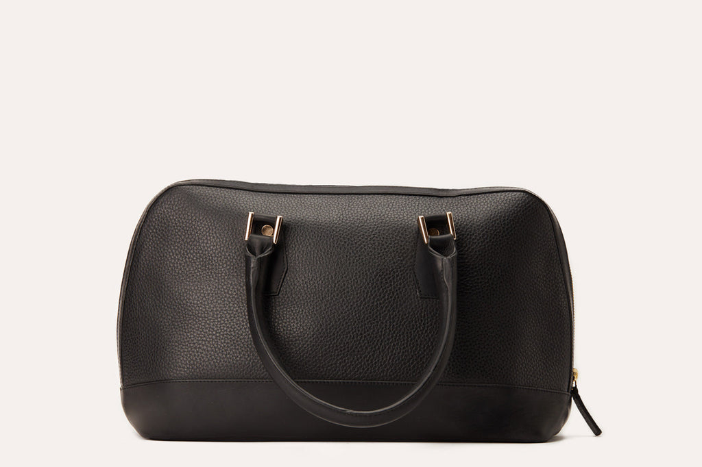 Genuine Pebble Leather Handbag - Elegant Black Tote