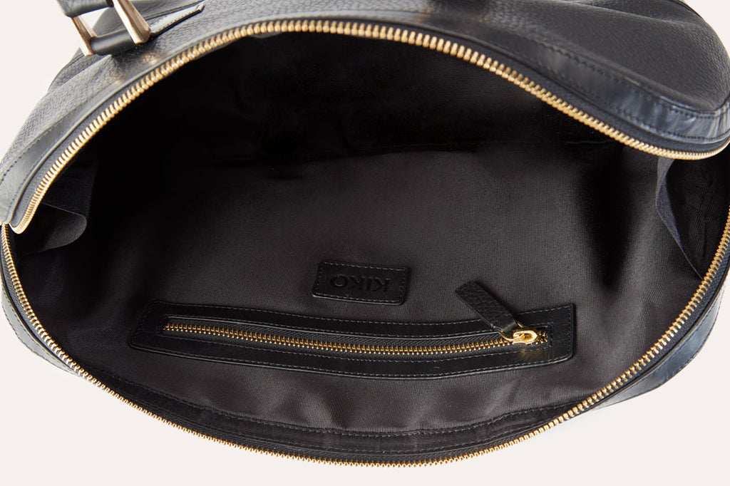 Genuine Pebble Leather Handbag - Elegant Black Tote