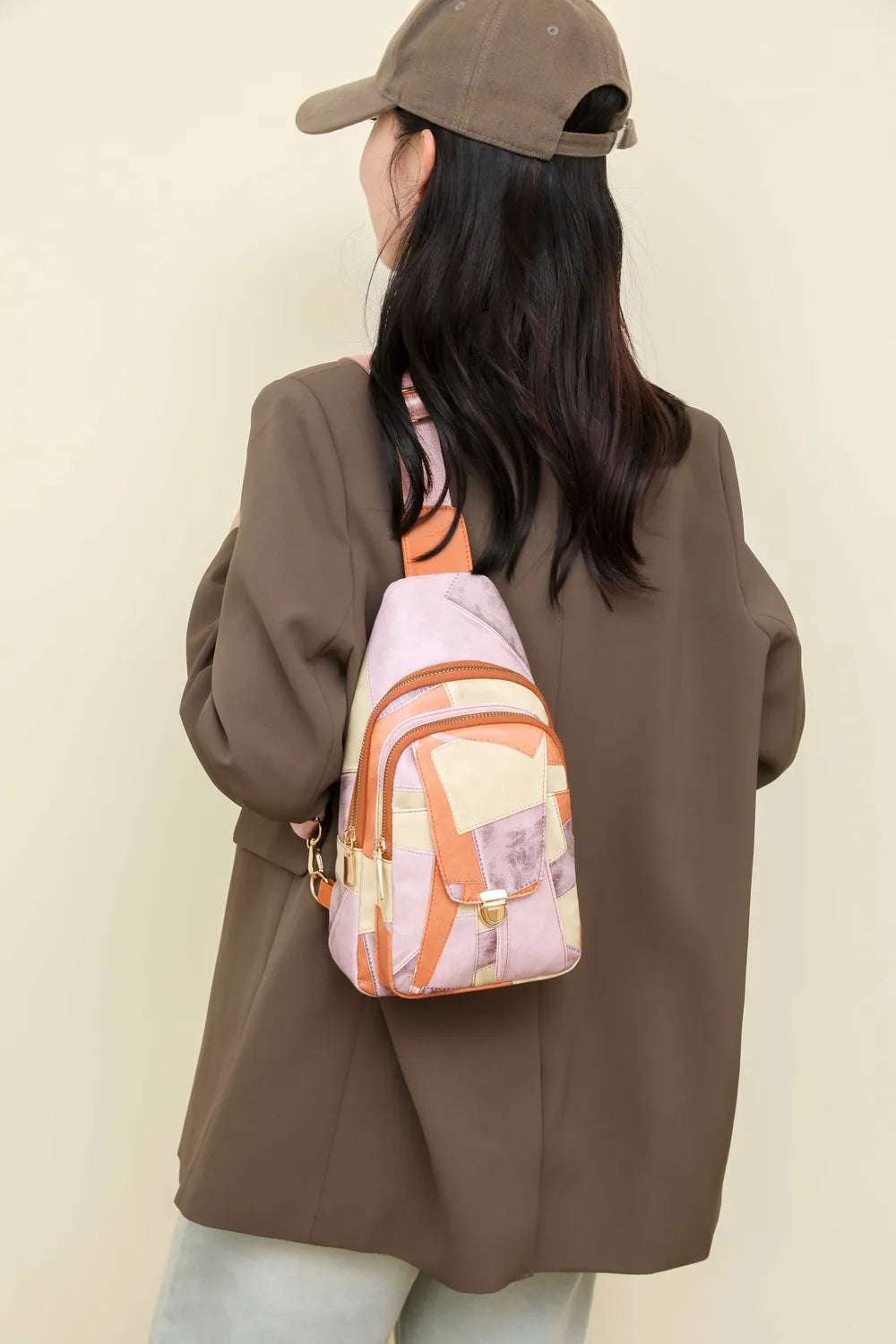 PU Leather Color Block Crossbody Bag - Crossbody Bag by Trendsi | Available at Handbags Specialist Headquarter